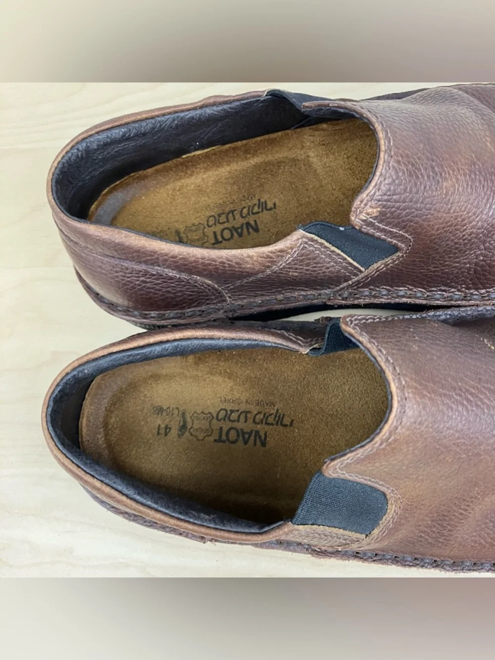 Naot Men’s Size 8.0 (W10) Eiger Brown Leather Slip On Loafer Shoes Clogs